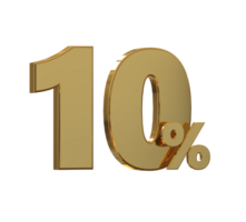 Free number 3d gold 10 percent to 90 for promotion or discount with design poster png