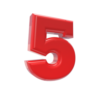 Free number 3d 1 to 9 with design color red png