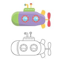 Submarine Coloring Pages Outline Clipart vector