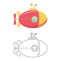 Submarine Coloring Pages Outline Clipart vector