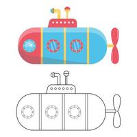 Submarine Coloring Pages Outline Clipart vector