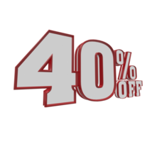 Free number 3d red 10 percent to 90 for promotion or discount with design poster png