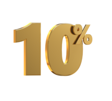 Free number 3d gold 10 percent to 90 for promotion or discount with design poster png