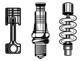 Retro vintage motorcycle machine element design vector