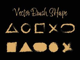 set of grunge paint brush shape elements on black background. vector