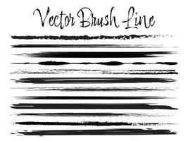 set of grunge paint brush stroke on white background. vector