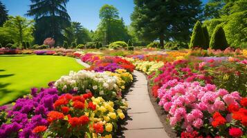 A beautiful flower garden bursting with vibrant vector art generated by Ai photo