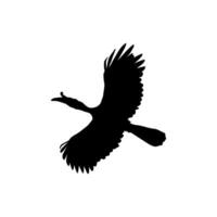 Flying Great Horn Bird Silhouette. Can use for Art Illustration, Logo Gram, Website, Pictogram or Graphic Design Element. Vector Illustration