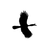 Flying Great Horn Bird Silhouette. Can use for Art Illustration, Logo Gram, Website, Pictogram or Graphic Design Element. Vector Illustration