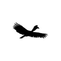 Flying Great Horn Bird Silhouette. Can use for Art Illustration, Logo Gram, Website, Pictogram or Graphic Design Element. Vector Illustration