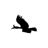 Flying Great Horn Bird Silhouette. Can use for Art Illustration, Logo Gram, Website, Pictogram or Graphic Design Element. Vector Illustration