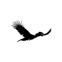 Flying Great Horn Bird Silhouette. Can use for Art Illustration, Logo Gram, Website, Pictogram or Graphic Design Element. Vector Illustration