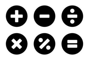 Basic mathematical symbols. Addition, subtraction, multiplication, division, and equality icon of mathematics vector