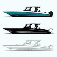 Fishing boat vector line art and one color