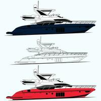 Yacht vector line art and one color