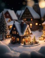 ai generative, Christmas winter fairy village landscape horizontally and vertically photo