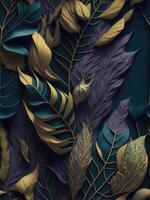 , tropical leaves background with various illustration photo