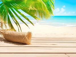 , summer sandy and wavy beach background photo