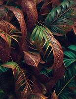 , tropical leaves background with various illustration photo