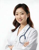 AI Generative, Smilling female doctor portait. Healthcare medical and medicine concept. photo