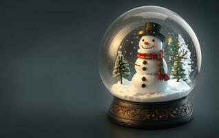 ai generative, Christmas winter with snowman in a sphere glass jar photo