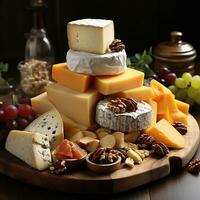 Cheese and food background image AI Generative photo