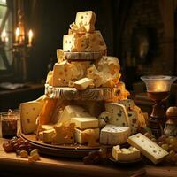 Cheese and food background image AI Generative photo