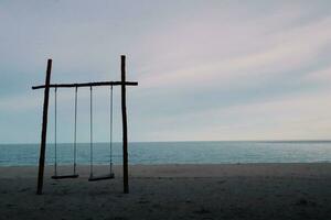 Landscape of swing on the beach with nobody background photo