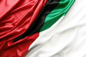 Waving flag of Kuwaiti. Official state symbol of Kuwait, Fabric texture flag of palestine on white background, AI Generated photo