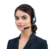 Female call center agent with headset. Generative AI png