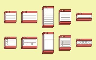 Collection of Notes with UI Window Concepts vector