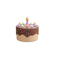 3d birthday cake rendering icon or 3d happy birthday cake with chocolate flavor png