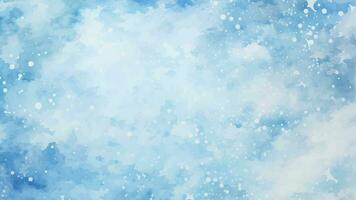 Abstract blue winter watercolor background. Sky pattern with snow vector