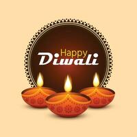 Happy Diwali with Diwali Lamp, Diwali celebration post, vector illustration design.