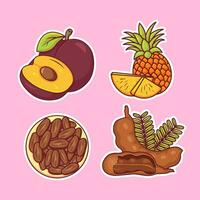 Fruits sticker hand drawn coloring vector icon illustration. food nature icon concept isolated premium vector