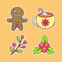 Set of christmas element vector hand drawn