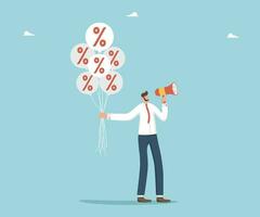 Man holds balloons with interest vector