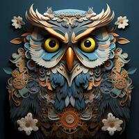 AI generated Mystical illustration of majestic bird with the details of bohemian style photo