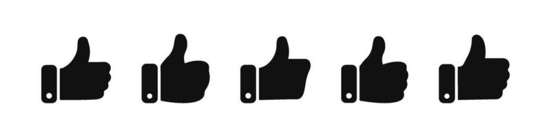 Like up icon set. Vector thumb up icon. Hand good like silhouette symbol collection