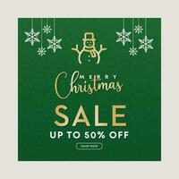 Christmas discount promo offers sale holiday seasonal banner. Modern Xmas banner design. Winter holidays social media poster. Merry Christmas and Happy New Year shopping promotion post vector