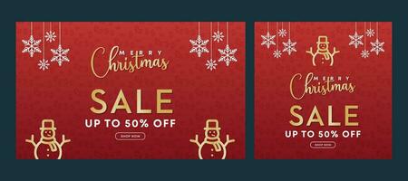 Christmas discount promo offers sale holiday seasonal banner. Modern Xmas banner design. Winter holidays social media poster. Merry Christmas and Happy New Year shopping promotion post vector