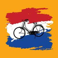 Silhouette of vintage bicycle on netherlands flag abstract background. Vector illustration of bike and national characteristic