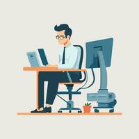 Man working vector on white background