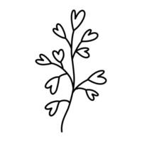 Cute branch with leaves isolated on white background. Vector hand-drawn illustration in doodle style. Perfect for cards, logo, decorations, various designs. Botanical clipart.