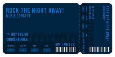 Music ticket concerts, arena music festivals. music concert ticket template design. vector