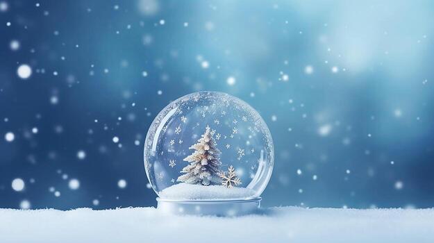 A snow globe Sparkling on a shiny background, a place for text, a shining background photo