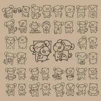 Monkey and pig cute couple vector