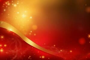 beautiful red background with gold christmas elements with space for text photo