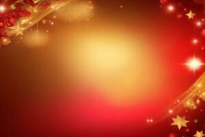 beautiful red background with gold christmas elements with space for text photo