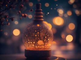 christmas graphic background with bauble and golden bokeh photo